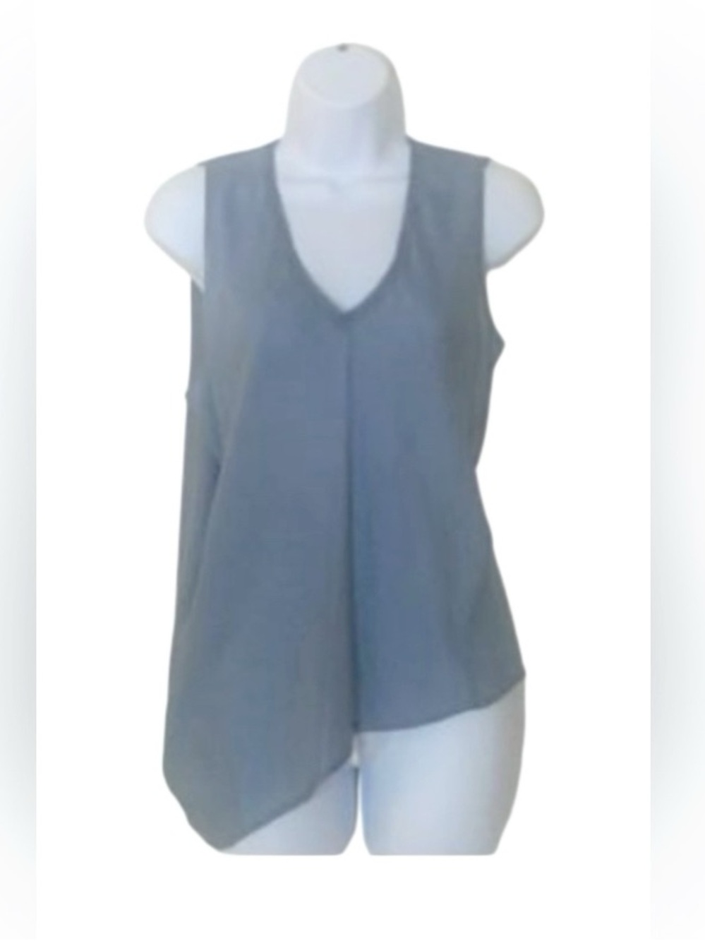 Elie Tahari Silk Sleeveless V-Neck Asymmetrical Hem Top
